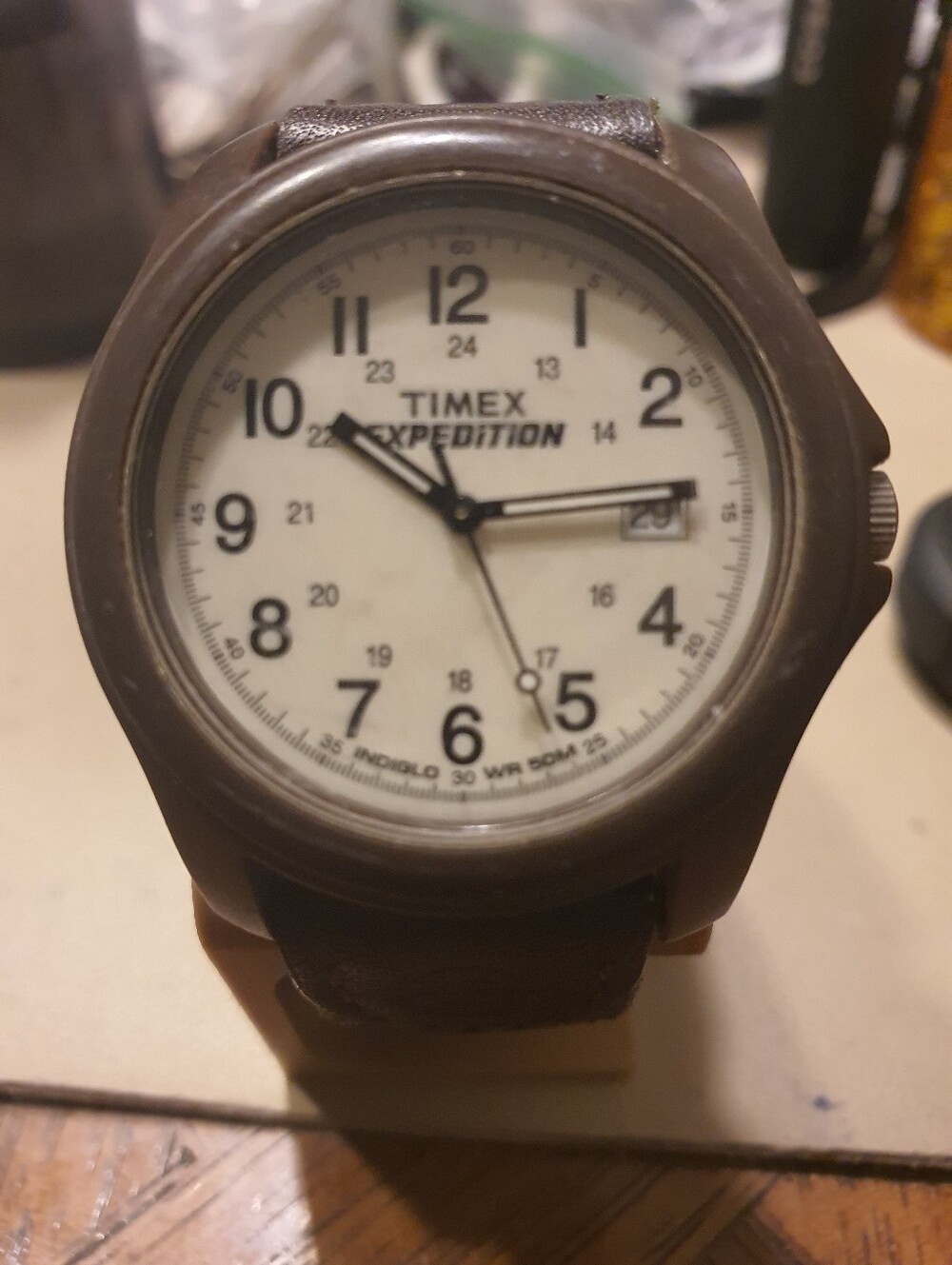 Timex Indiglo Expedition Camper Brown/Tan Nylon Men's Field Watch w/Date